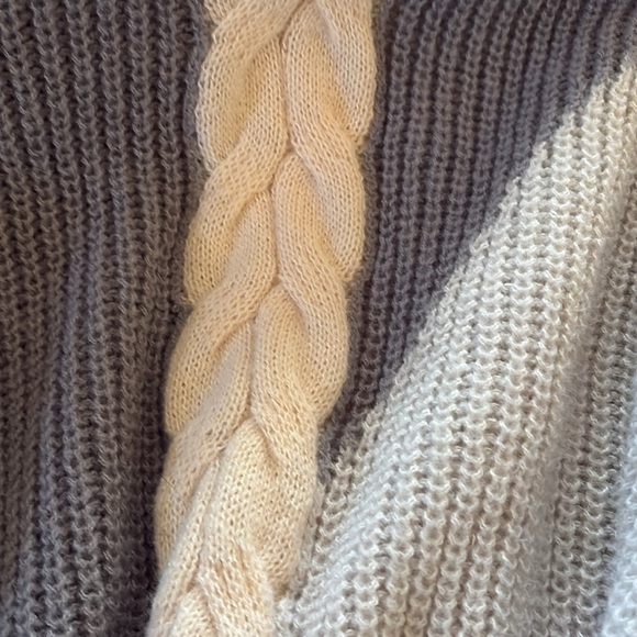 Blue and Cream Cable Knit Cardigan - Picture 3 of 7